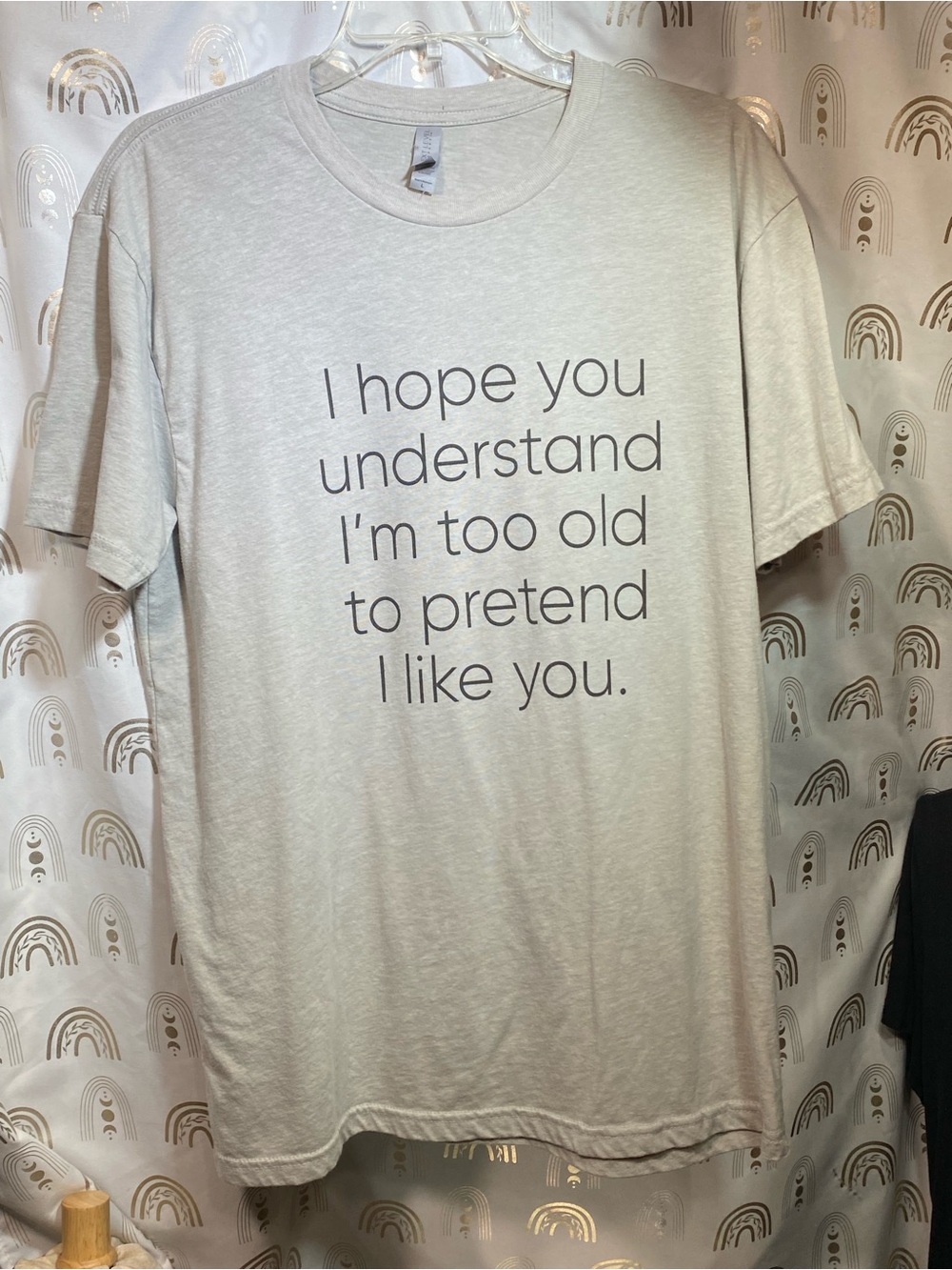 Next Level Apparel Light Gray Short Sleeve Tee with Centered Quote